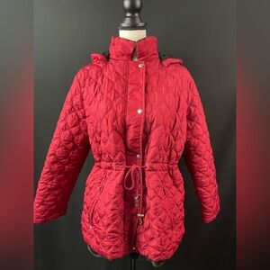 Totes Red Quilted Women's Puffer Jacket in a Size Large